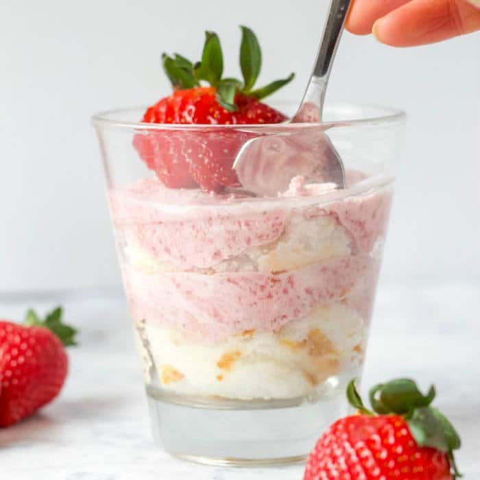 No-Bake Strawberry Mousse Parfaits No-Bake Strawberry Mousse Parfaits with Spoon