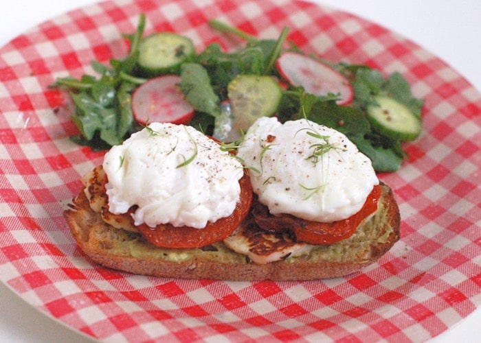 open faced egg and cheese sandwich 