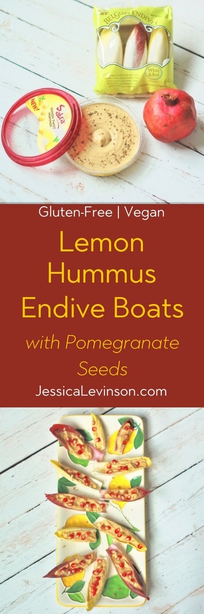 Wow your guests with zesty, creamy lemon hummus endive boats topped with sweet and juicy pomegranate seeds. A pretty, flavorful, nutritious and delicious appetizer perfect for a crowd. #glutenfree #vegan #dairyfree #vegetarian #partyfood #hummus #pomegranate #endiveboats #easyrecipe #superbowl Wow your guests with zesty, creamy lemon hummus endive boats topped with sweet and juicy pomegranate seeds. A pretty, flavorful, nutritious and delicious appetizer perfect for a crowd. #glutenfree #vegan #dairyfree #vegetarian #partyfood #hummus #pomegranate #endiveboats #easyrecipe
