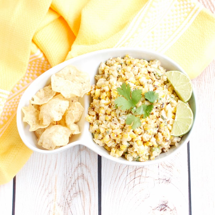 Mexican street corn salad with chips mexican street corn salad dip with chips