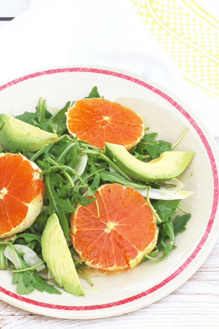 Citrus Fennel Salad | Jessica Levinson, MS, RDN, CDN Crunchy fennel, sweet Cara Cara oranges, creamy avocado, and peppery arugula are tossed with a Champagne-lemon vinaigrette in this Citrus Fennel Salad. Vegan and gluten-free.