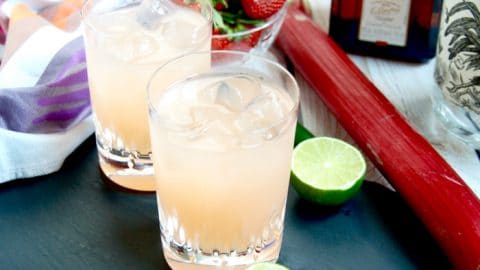 Spicy Strawberry Rhubarb Margaritas spring cocktail