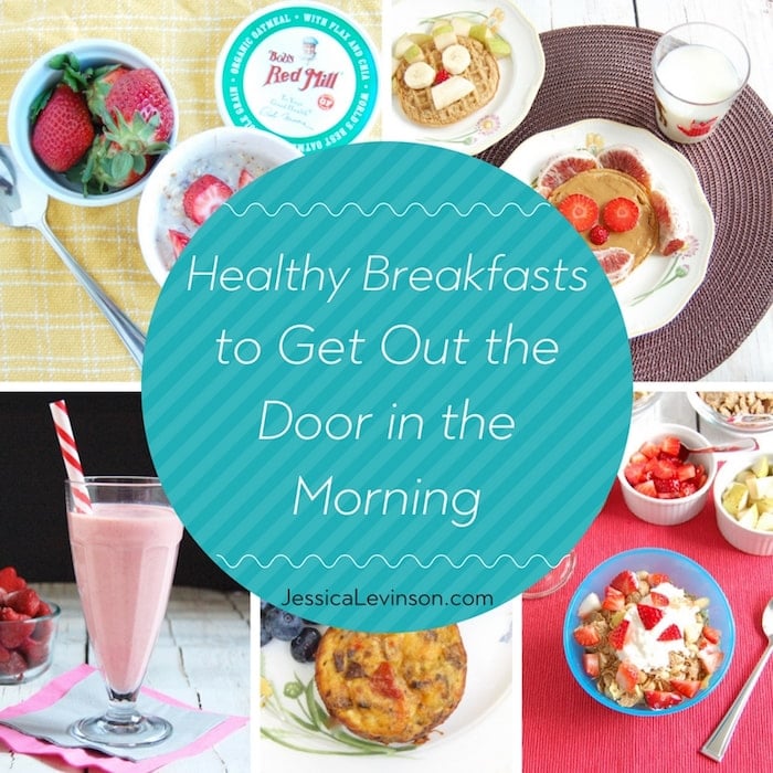 Instead of skipping breakfast, give your kids one of these healthy breakfasts to get out the door on rushed mornings - no recipes needed! healthy breakfasts to get out the door collage
