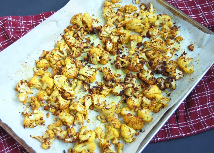 Golden Roasted Cauliflower @ Jessica Levinson, MS, RDN, CDN Golden Roasted Cauliflower is a flavor-boosting recipe with turmeric, garlic powder, and garam masala
